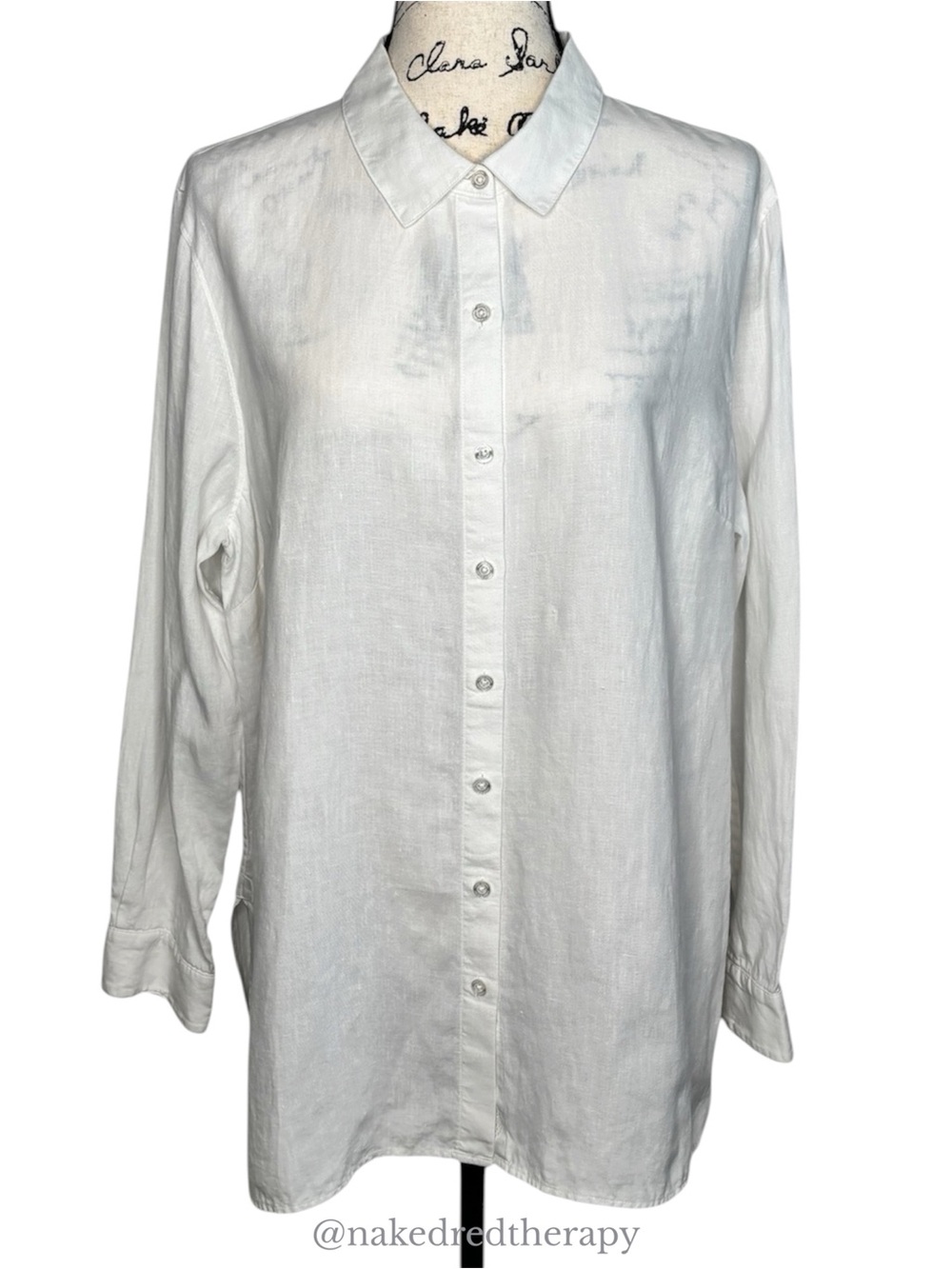 Tommy Bahama Coastalina Linen White Long-Sleeve Button-Down Shirt | Women Large